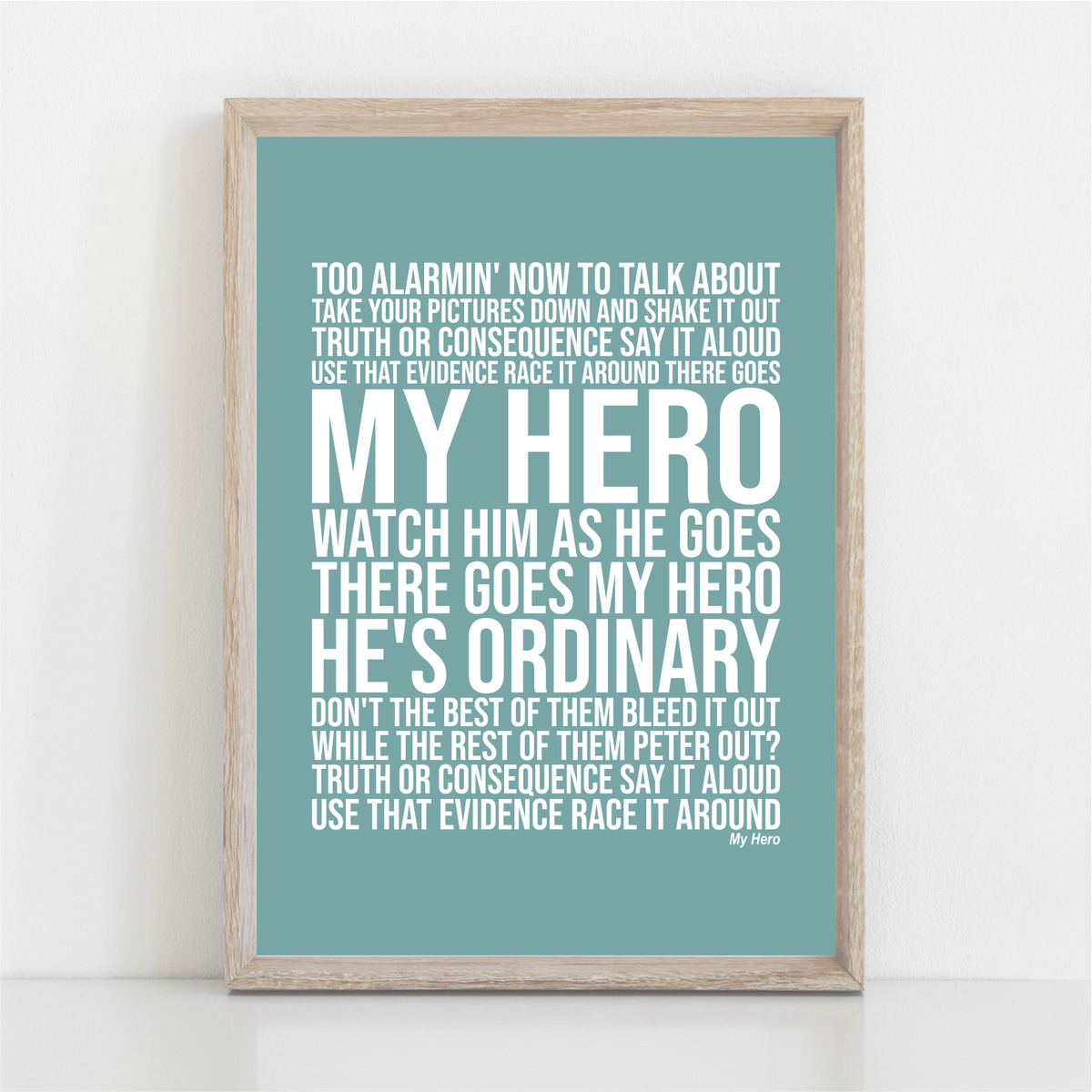 Foo Fighters MY HERO Song Lyrics Poster Print Wall Art