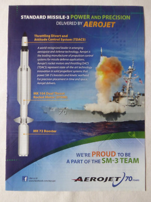 10/2012 PUB AEROJET STANDARD MISSILE-3 SM-3 RAYTHEON US NAVY ORIGINAL ANZEIGE