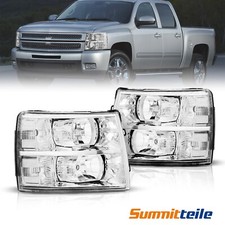 Chrome Headlights Front Lamp Lhrh For 2007-14 Chevy Silverado 1500 2500 3500 Hd
