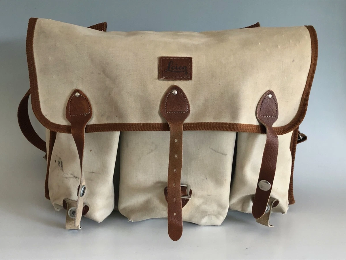 Vintage Leica Leitz Canvas Messenger Style Camera Bag Weather Proof