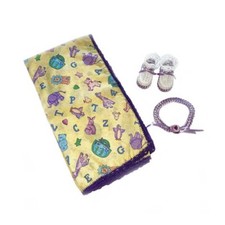 Handgefertigte Babydecke, Band Stirnband, hohe Booties weiß/lila, Neugeborene