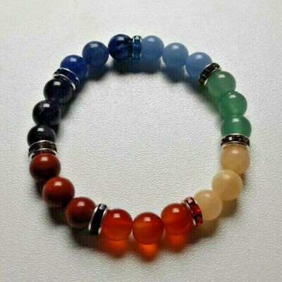 Bracelet 7 Chakras En Pierres Polies - Équilibre Des énergies, Perles 8mm, Style Zen Et Naturel !