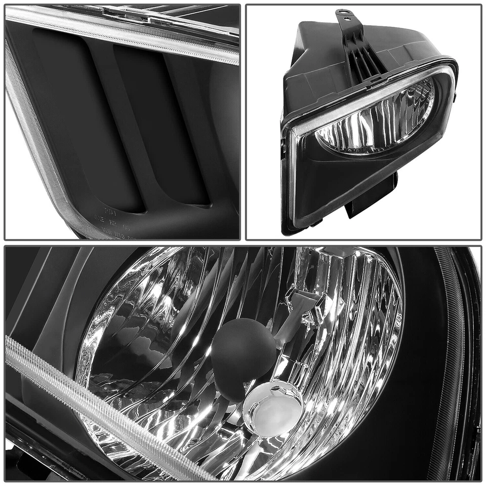 Par de faros delanteros para Ford Mustang 2005-2009 carcasa negra estilo de fábrica Foto 4 de 4