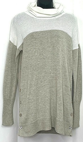 Tunic Sweater Turtleneck Side Buttons 