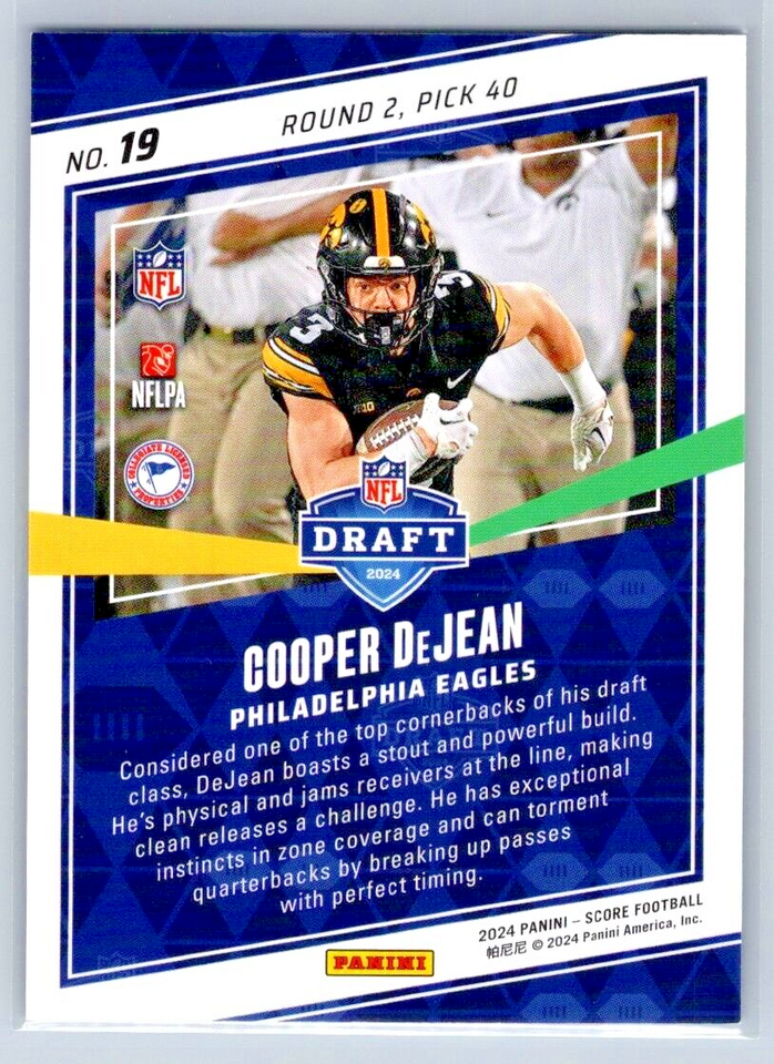 2024 Score Cooper DeJean SHOWCASE /100 Eagles NFL Draft RC