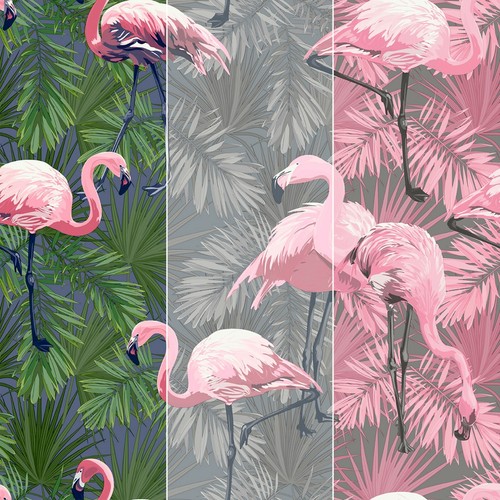 Flamingo Wallpaper Birds Animals Feathers Tropical Pink Quirky Exotic Wallpaper Ebay