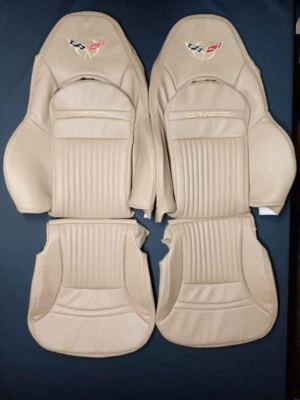 For Chevy Corvette C5 Sports seat cover Genuine Leather ; Lt. Oak (1997 - 2004) - Bild 1 von 4