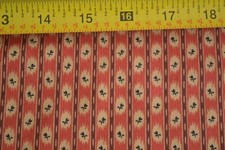 By 1/2 Yd, Black  Tan Floral Stripes on Rust  Brown Cotton/Andover/Morton,B127