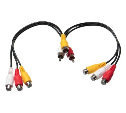 3RCA Male to Dual Female Splitter Cable Audio Video AV TV DVD Adapter 1.5M 25CM - Picture 1 of 7