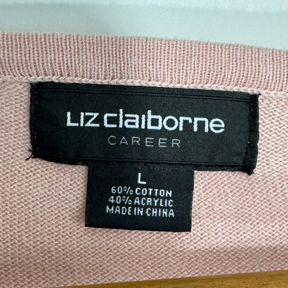 Suéter tejido manga campana rosa liso talla grande Liz Claiborne Career para mujer Foto 3 de 4