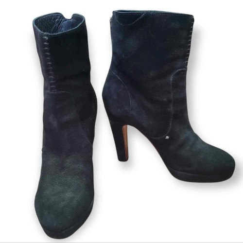 Black Suede Leather Ankle Boots Booties 