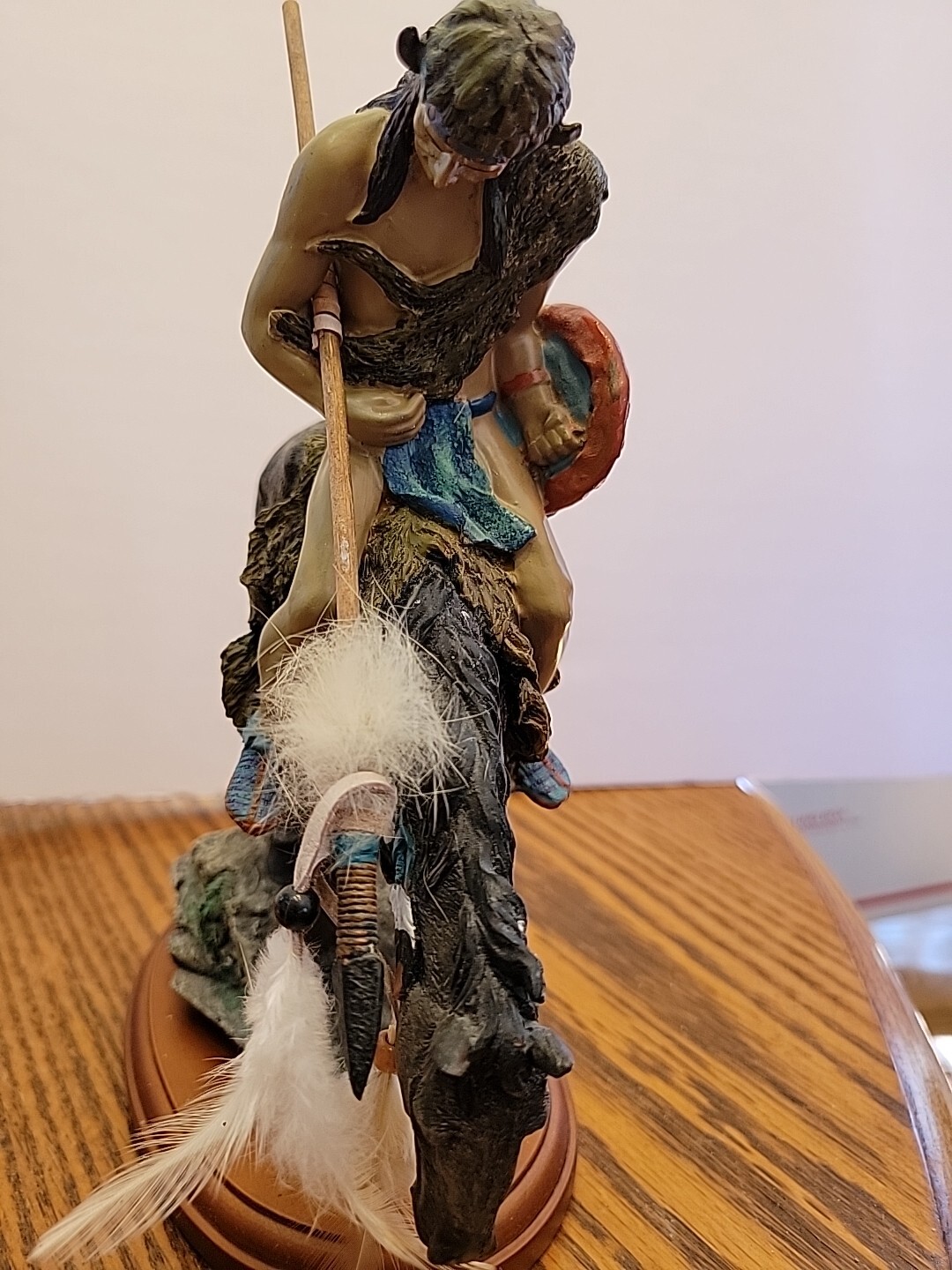 Native  American Riding Horse Spear with Feathers Warrior 10"