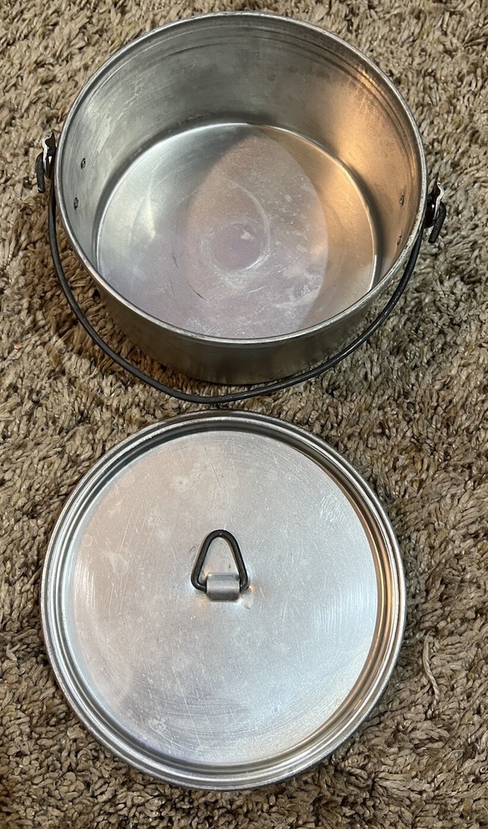 バーベキュー・調理用品 VINTAGE PALCO ALUMINUM MESS KIT Vintage Palco Mess Kit With Green Canvas Bag Aluminum