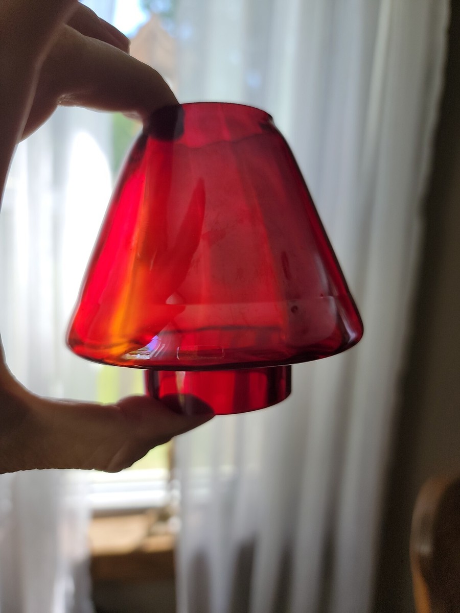 工芸品 Amberina Red amber Lamp Shade Vintage Amberina Red Orange Art Glass Candle Jar Shade | eBay