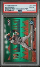 2024 BOWMAN BOWMAN SCOUTS' TOP 100 GREEN REFRACTOR #BTP10 MAX CLARK 48/99 PSA 10