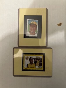 Lot Of 2 Roberto Clemente Collectible Stamps Framed Grenada St. Vincent