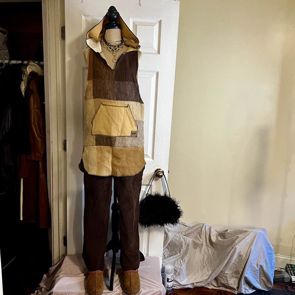 Ручной работы вверх на велосипеде лоскутное одеяло вязаный флис толстовка с капюшоном средний - Изображение 2 из 4