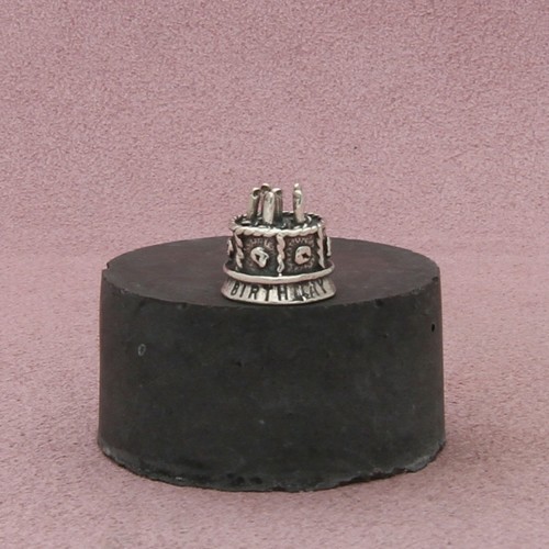 sterling silver vintage 3d happy birthday cake charm pendant