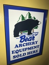 Bear Archery Bow Hunting Sold Here Store Man Cave Framed Advertising Sign