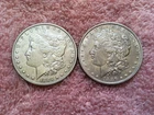 MORGAN SILVER DOLLAR COINS.  LOT OF 2  AU.. DETAILS  PRE. 1921   LOT # 42