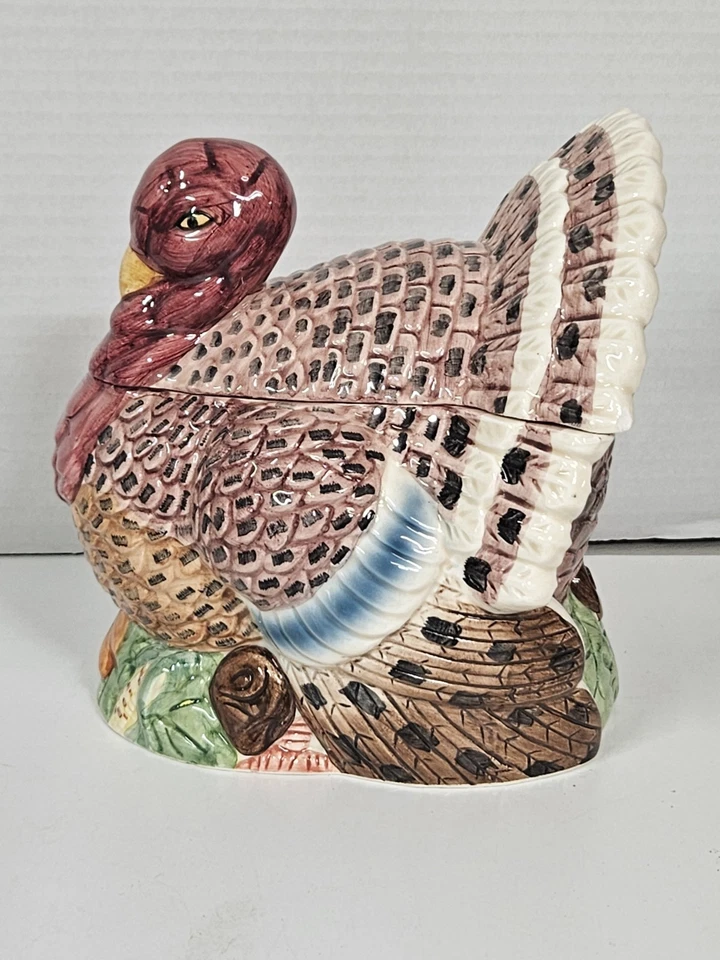 Barco de cerâmica vintage peru molho com tampa decoração de outono Ação de Graças 6,5" - Imagem 3 de 4