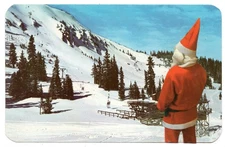 Mail Art David Greenberger "He Lost Weight and Took Up Skiing" collaged postcard