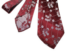 Vintage 30s Maroon Art Deco Bubbles Tie 47" x 3.625" Swing Gangster Burgundy