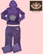 Juicy Couture Women’s Tracksuit in Size S Purple Velour Gems Vintage Y2K Design