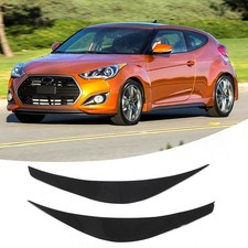 Gloss Black Front Headlight Eyelid Eyebrow Cover For Hyundai Veloster 2011-2017