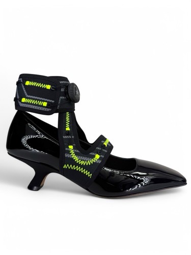 NUEVO DIOR X ROGER VIVIER Mujer 62-66 Negro y Verde Charol Bombas IT36.5 - Imagen 9 de 10