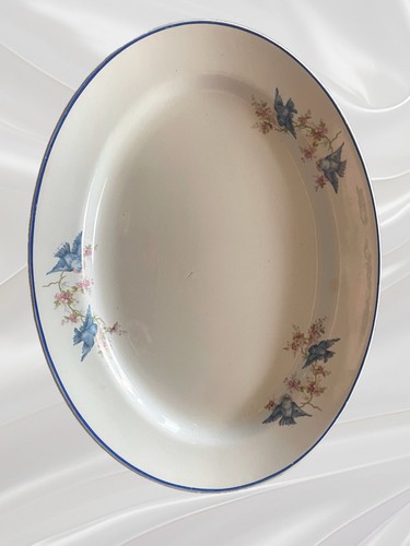 Rare Antique Smith Phillips Blue Bird Platter