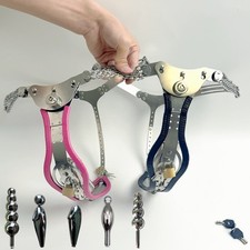 Stainless Steel Chastity Belt Press-Locking Invisible Adjustable For Male