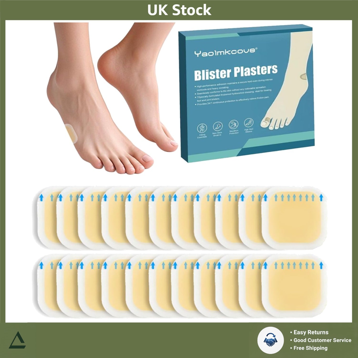 Hydrocolloid Blister Plasters for Feet - 22 Count