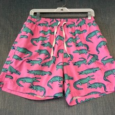 Chubbies Men's Swim Trunks SizeL Pink Drawstring Liner Alligator Print Beach Day