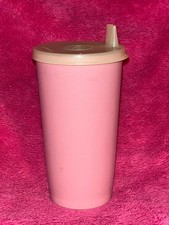 Vintage Tupperware 8oz Rose Pink Tumbler with Clear Sippy Lid 873-30 1552-7