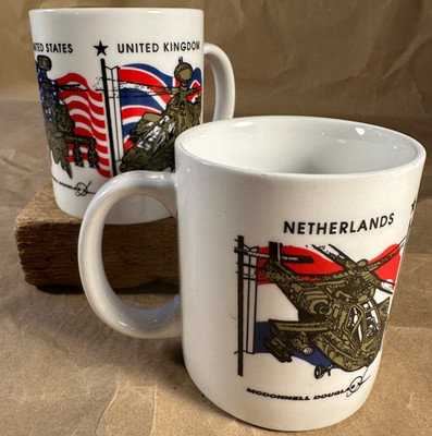 Pair of McDonnell Douglas Helicopter Netherlands/USA/UK Coffee Mug Set LYNI
