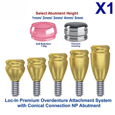 1x Set Abutment Straight Conical Loc-In Attachment Abutment NP Soft Cap