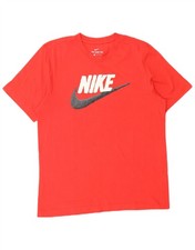 NIKE T-shirt uomo grafica top cotone rosso medio BL03