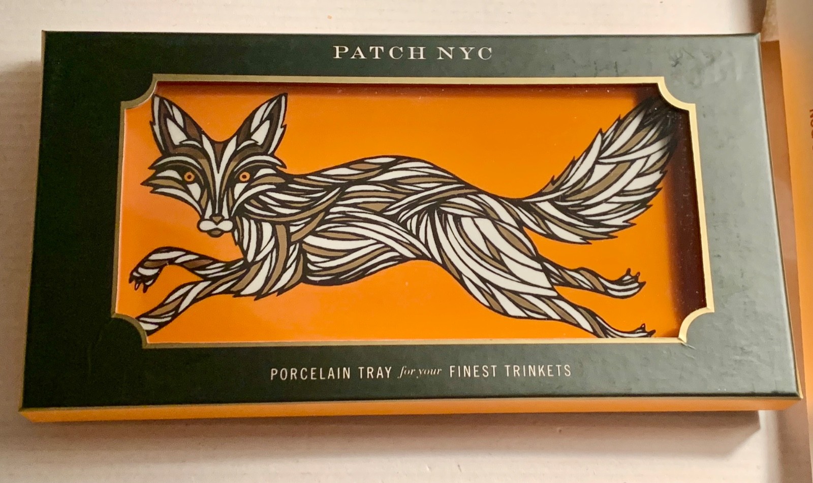 Patch NYC Fox Rectangle Porcelain Tray by Galison Orange & Gold New York City
