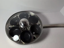 Excel Steel Egg Poacher Set 6 Non-Stick Cups Stainless Steel with Glass Lid 