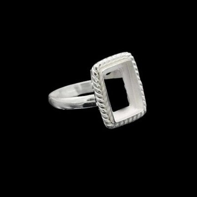 925 Sterling Silver 12x6mm Rope Rectangle Ring Setting Handmade DIY Jewelry