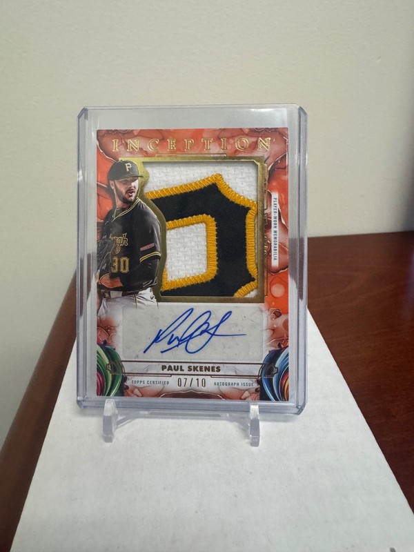2025 Topps Inception Paul Skenes Player Worn Orange Patch Auto 7/10 Pirates SSP