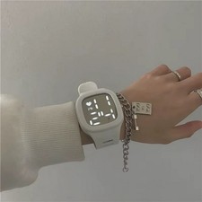 White Fashion Electronic Led Digital Watch Square Watch for Women