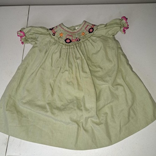 Le Cirque Baby Kleid Größe 12M grün mit rosa Borte - Bild 1 von 3