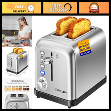 2-Slice Extra Wide Slot Toaster for Bagels & Waffles, 7 Shade Settings, Removabl