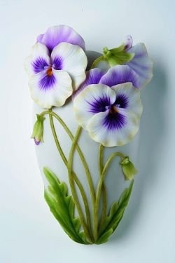 Ibis & Orchid Design Pansy Wall Vase, Bonded Marble, 3.5''x7''H