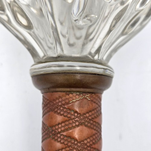 Copper Stem Pressed Glass Bullseye Font Marble Base Union Glass Whale Oil Lamp - Bild 12 von 13