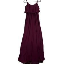 Show Me Your Mumu Caitlin Ruffle Maxi Dress XS Burgundy Merlot Sleeveless
