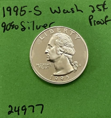 1995 S Washington Quarter 25c Gem DCam Proof 90% Silver US Coin See Pictures