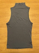 JOAH BROWN MOCK NECK DEEP CUT ARMHOLE TANK TOP SOFT MODAL GRAY STRETCH S/M